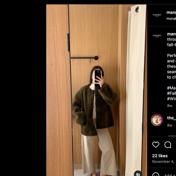 MANGO Olive Green Faux Fur Oversized Jacket  Size M NWT - Picture 6 of 7